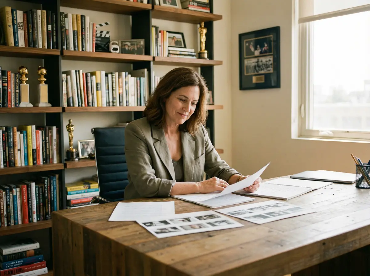 资深制片人在办公室审阅剧本的 糖心视频 场景